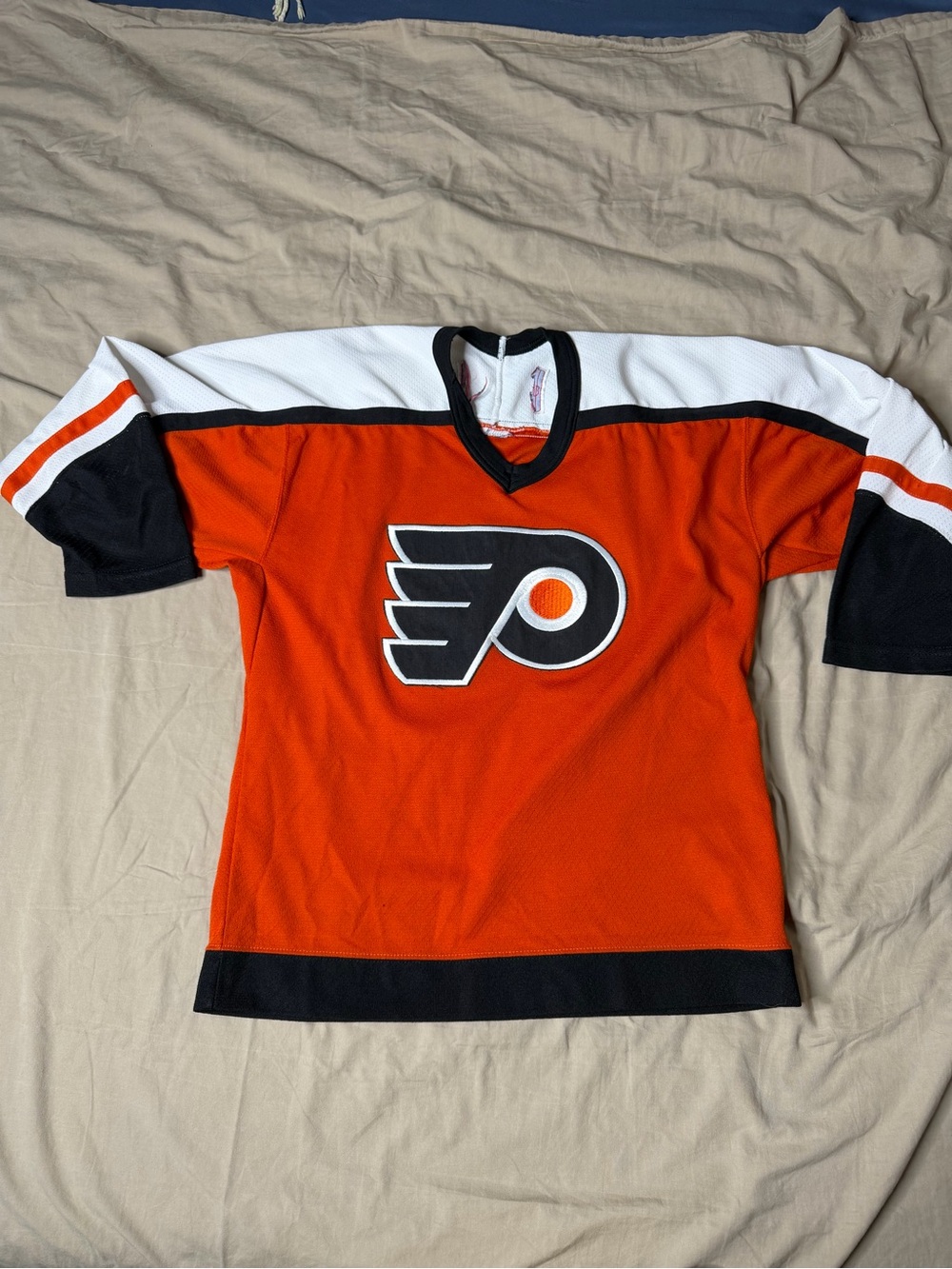 CCM Philadelphia Flyers Hockey Jersey NHL Youth L/XL Vintage 90s Air knit Maska